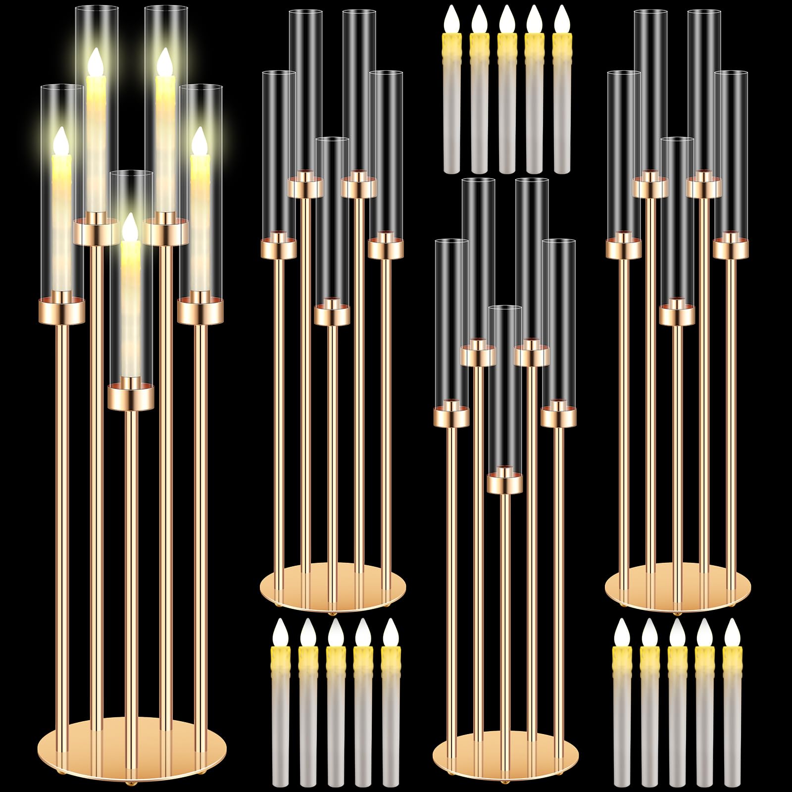 Amazon.com: Tandefio 4 Set 5 Arm Gold Candelabra Centerpieces for